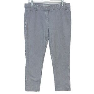 Gap‎ Pants Woman 8 Slim Searsucker  Stripe Cropped  Pockets 100% Cotton Travel